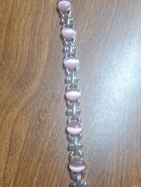 Pink Stone Silver-Link Bracelet - Women's Jewelry
